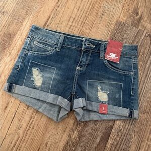 Arizona Jean Company Junior’s Distressed Blue Jean Shorts